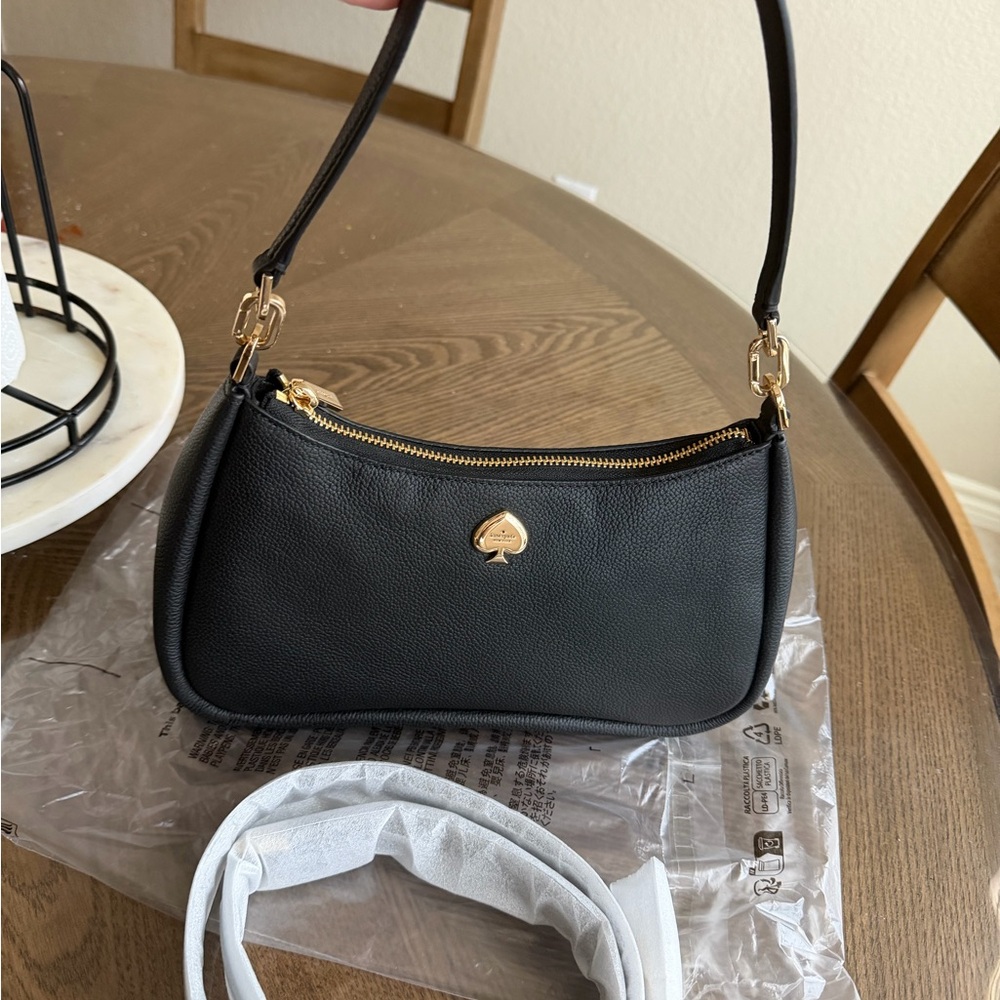 Kate Spade Black Shoulder/crossbody Bag with Gold Accents Kayla